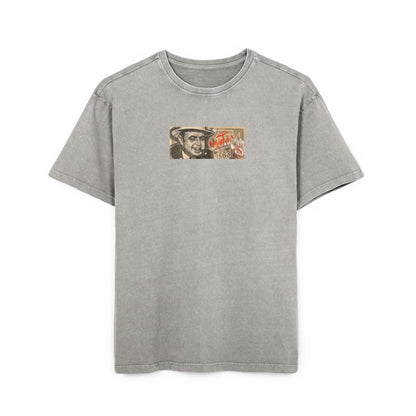 Gray t-shirt with a graphic dollar design on a white background, front